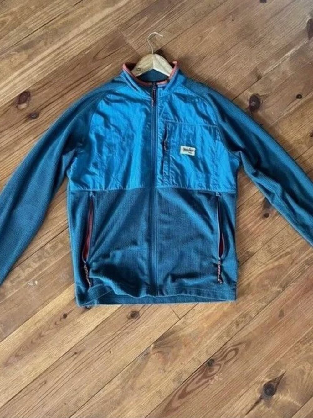 Howler Bros Talisman Grid Fleece Full Zip Jacket Pockets Blue Mens Small